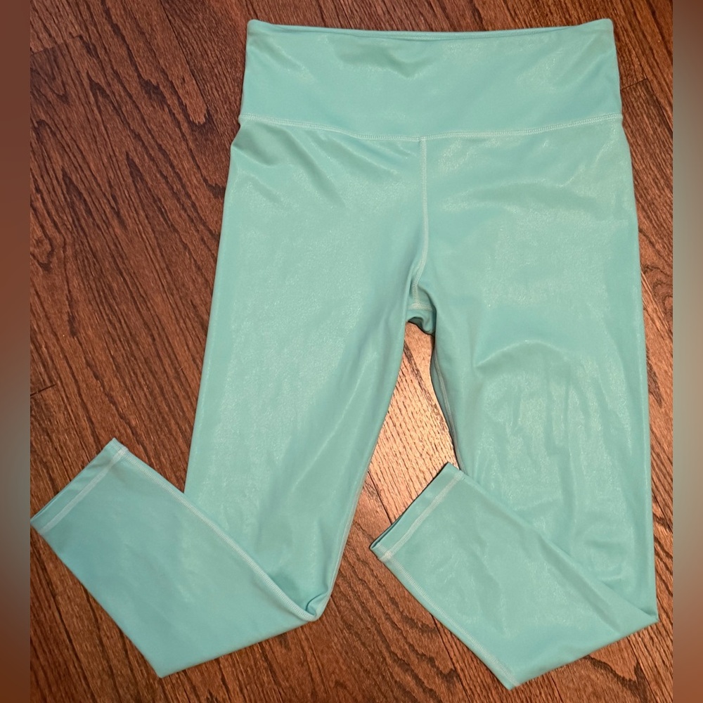Zyia Turquoise metallic leggings size 12